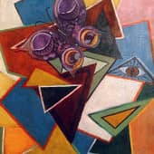 Охота механической кошки на робобабочку, собирающую нектар на синтетической цветочной поляне.