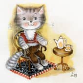 Котик полдничает