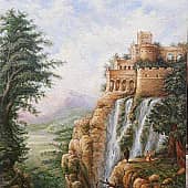 Водопад. Пейзаж 18 века, лессировочная живопись ZhNataly