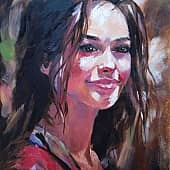 Этюд. Девушка в красном.