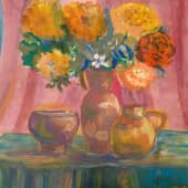 Цветы  в глиняном кувшине