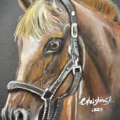 конь работа оформлена в паспарту и под рамку со стеклом