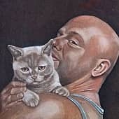Портрет кота с его человеком-2