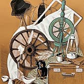 Натюрморт с колесом и прялкой