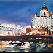 Прогулка по реке, вид на Храм Христа Спасителя