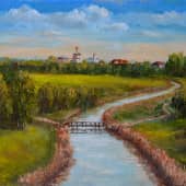 Деревня, река, мостик