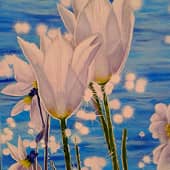 С первым днём весны вас,дорогие друзья"Весеннее счастье" Холст, масло