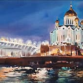 "Вид на Храм Христа Спасителя с реки"