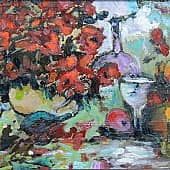 Застолье с красным букетом