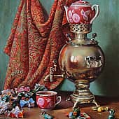 Чай с конфеткой.