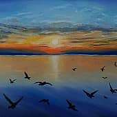 Птицы на закате. Морские зарисовки