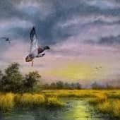 Рассвет над озером плывет