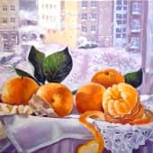 Мандаринки на замороженном окне