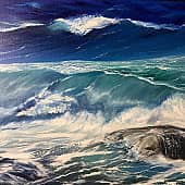 Волна у большого камня