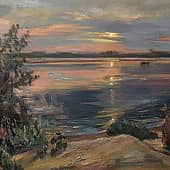 Закат . Волга.