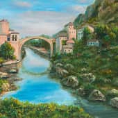 Старый пешеходный мост Мостар в Боснии и Герцеговине