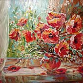 Маки на окне.