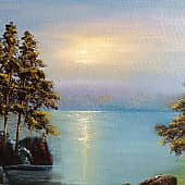 Нежный закат на озере