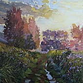 Закат возле леса