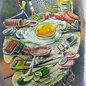 Символичный "завтрак" художника