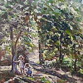 Лето. Дети. Солнечные зайчики. Картина маслом ZhNataly. Экспонируется в союзе художников, Таганрог.