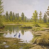 Болото. Журавли. По мотивам Шишкина.