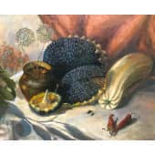 Натюрморт с подсолнухами и тенью от лимона