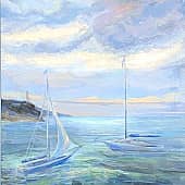 Яхты в море. Живопись ZhNataly