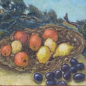 Фрукты на песчаном  берегу. С фрагментами с картин Ван Гога