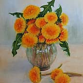 Одуванчики в вазе