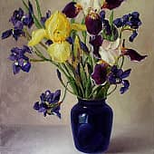 Ирисы в синей вазе