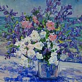 Жасмин и колокольчики у воды. Серия натюрморт под открытым небом. Пленэр ZhNataly