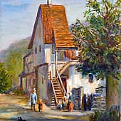 Свободная копия с картины К.Вейссера Parte in Bishofsheim