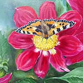 Бабочка на цветке (фрагмент картины)