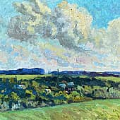 Вид на Емельяновку. Ветрено.