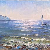 Солнечный день. Яхта в море. Пленэр ZhNataly