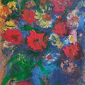 Цветы в голубой вазе