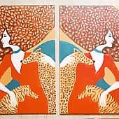 2 картины "Дамы в Зазеркалье "