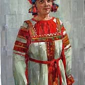 в русском костюме