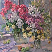 натюрморт с флоксами на веранде