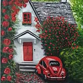 Дом с красными  розами