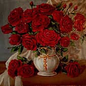 Художники, поэты, ей песнь поют, хвалу. для милых дам букеты из дивных роз несут...