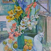 Белая Айя и гладиолусы