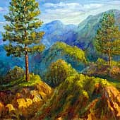 Горный пейзаж перед закатом