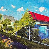 Этюд с красной крышей
