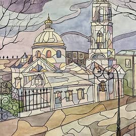 Церковь в ярких цветах