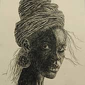 Африканка дубль 3 (угольный карандаш)