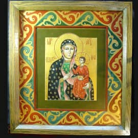 Расписной киот-книжка из массива дуба.