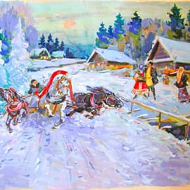 Вот мчится тройка удалая.