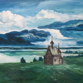 Картина «Эдельвейсы.» Оргалит, масло 2016 г.